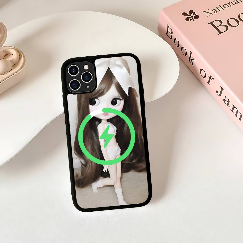 Dark Cute Girl Doll Art Magnetic Wireless Phone Case For IPhone 17 16 15 14 13 12 11 Pro Max Plus Mag Phone Cover