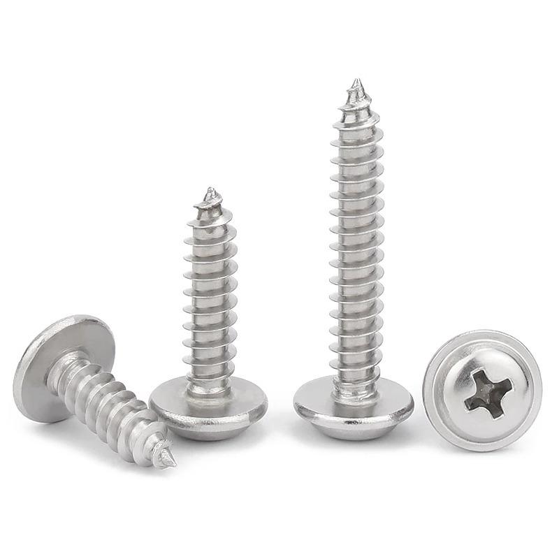 304 Stainless Steel Phillips Pan Head Self-Tapping Screw with Washer and Spacer (Sizes: M2, M2.6, M3, M4, M5, M6)