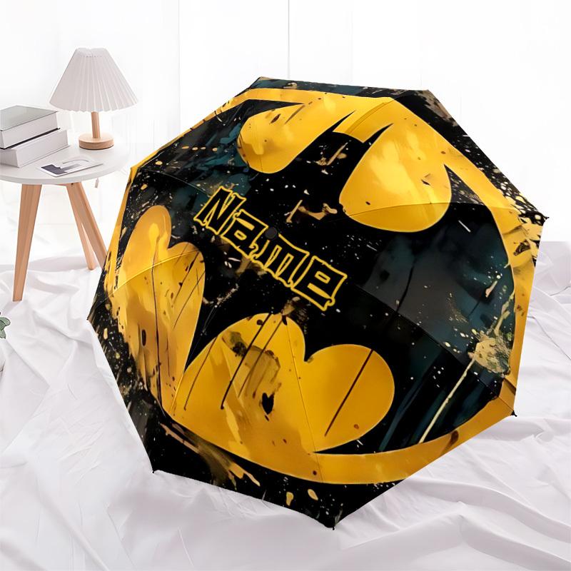 1pc Batman Symbol Custom Name Automatic Folding Umbrella, Durable Plastic & Iron, Lightweight for Outdoor Daily Use  S1230046