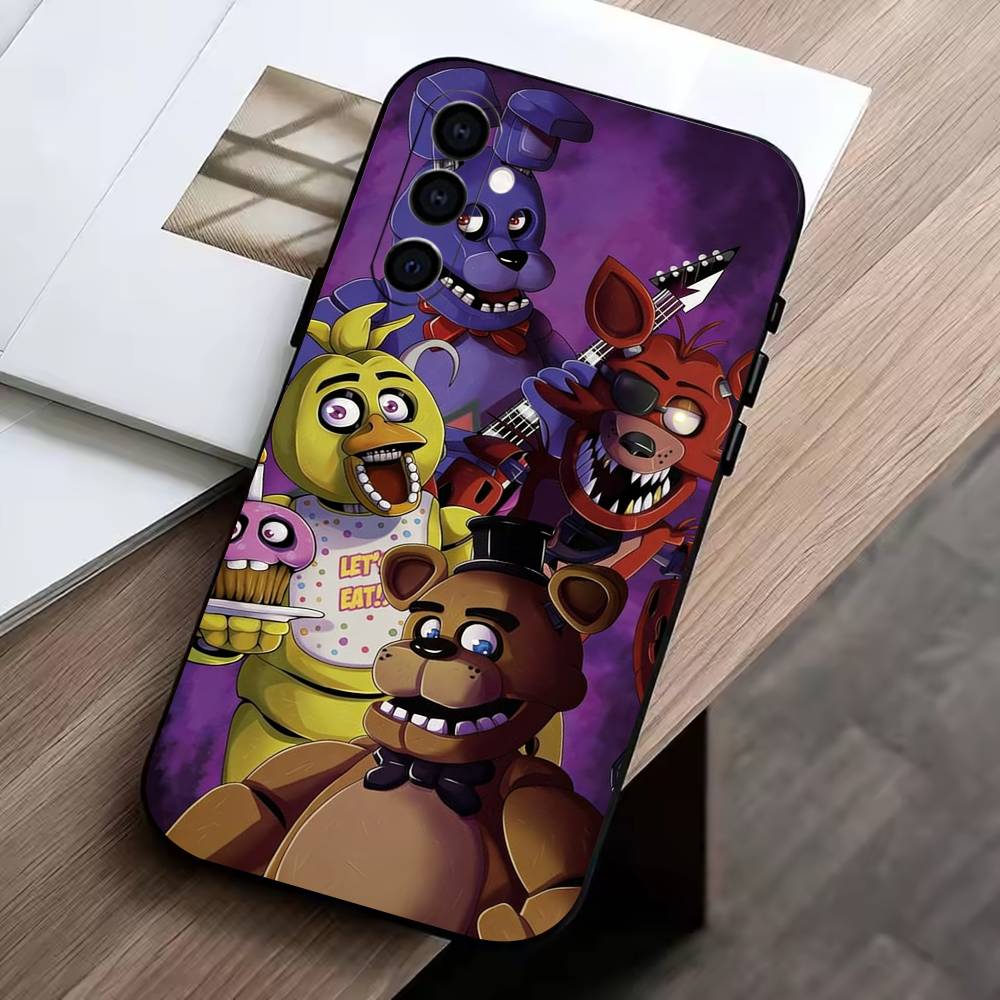D-FNAF-T-Five-Nights-at-Freddy's Phone Case For Samsung Galaxy A73,A72,A71,A70,A53,A52,A51,Soft Silicone Black Cover