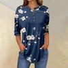 Tee Shirts For Women Fall Casual 3/4 Long Sleeve Button Shirts Sweatshirt Vintage  Top Pullover