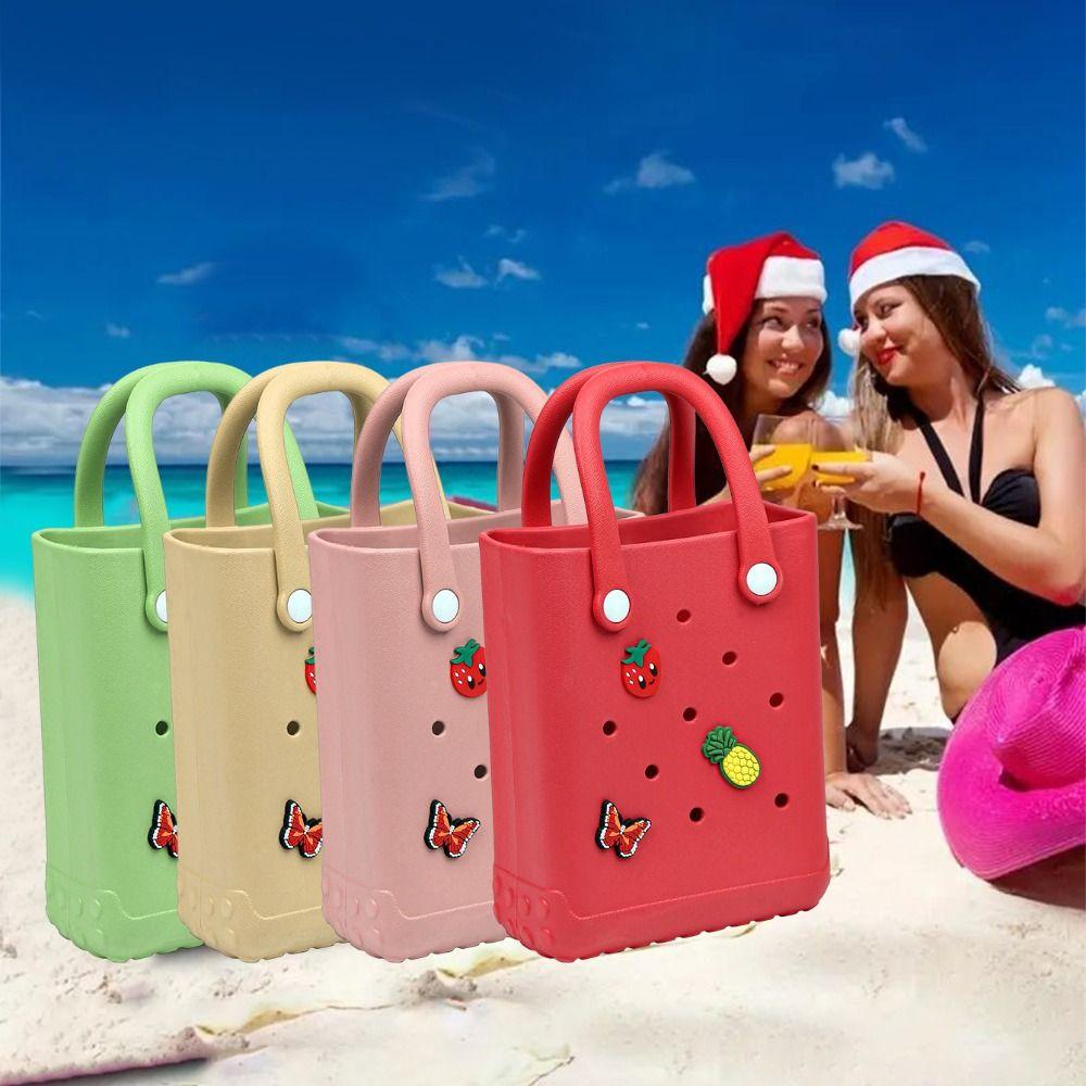 Mini EVA Handbags With Hole Handmade DIY Hole Paste Bag Cartoon Pattern Handbags  Vacation
