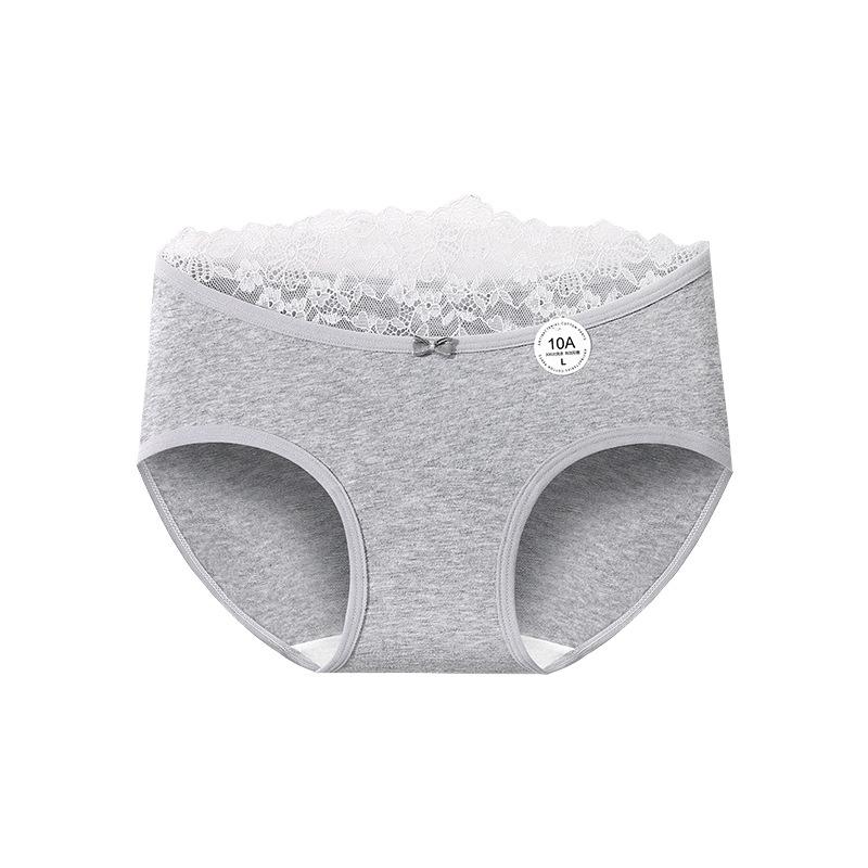 Lady Spring and Autumn Romantic Lace Stitching Pure Cotton 10A Antibacterial Crotch Skin Breathable Triangle Briefs