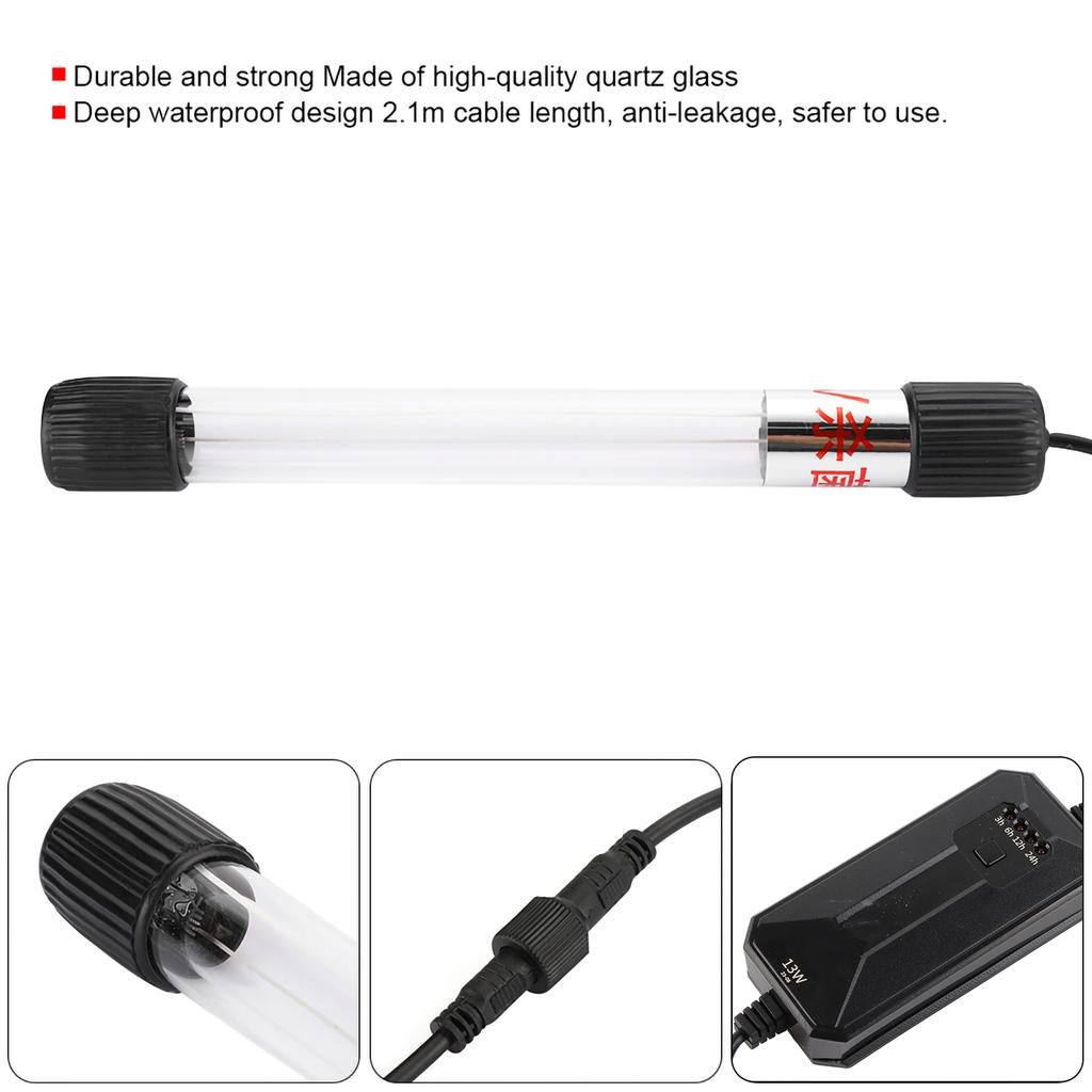 Fish Tank UV Timer Germicidal Lamp Aquarium Algae Lamp Amphibious LightUS 110V 13W