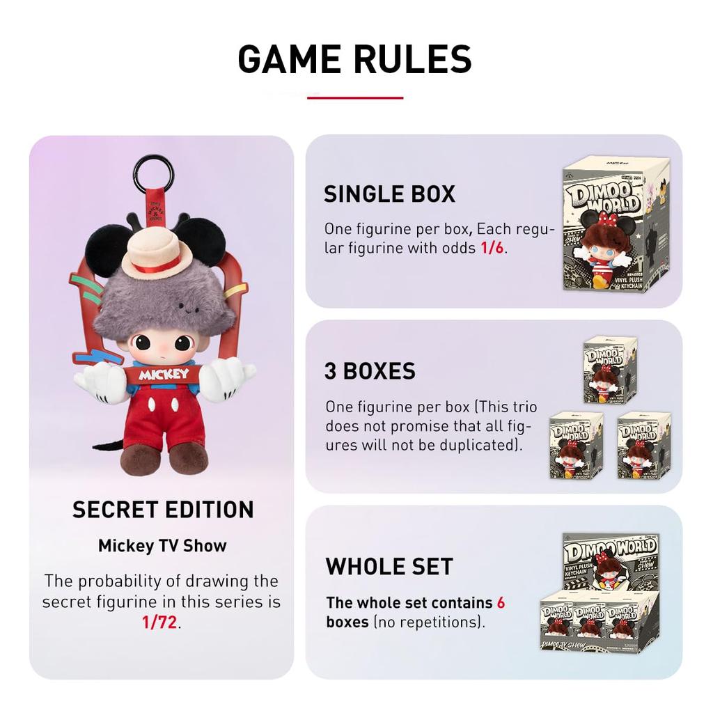 POP MART DIMOO WORLD x DISNEY Serie Plysj Nøkkelring Pop Mart Gachapon Blind Box Figur Plastmodell Premium Leke PVC Myk Vinyl Original Karakter