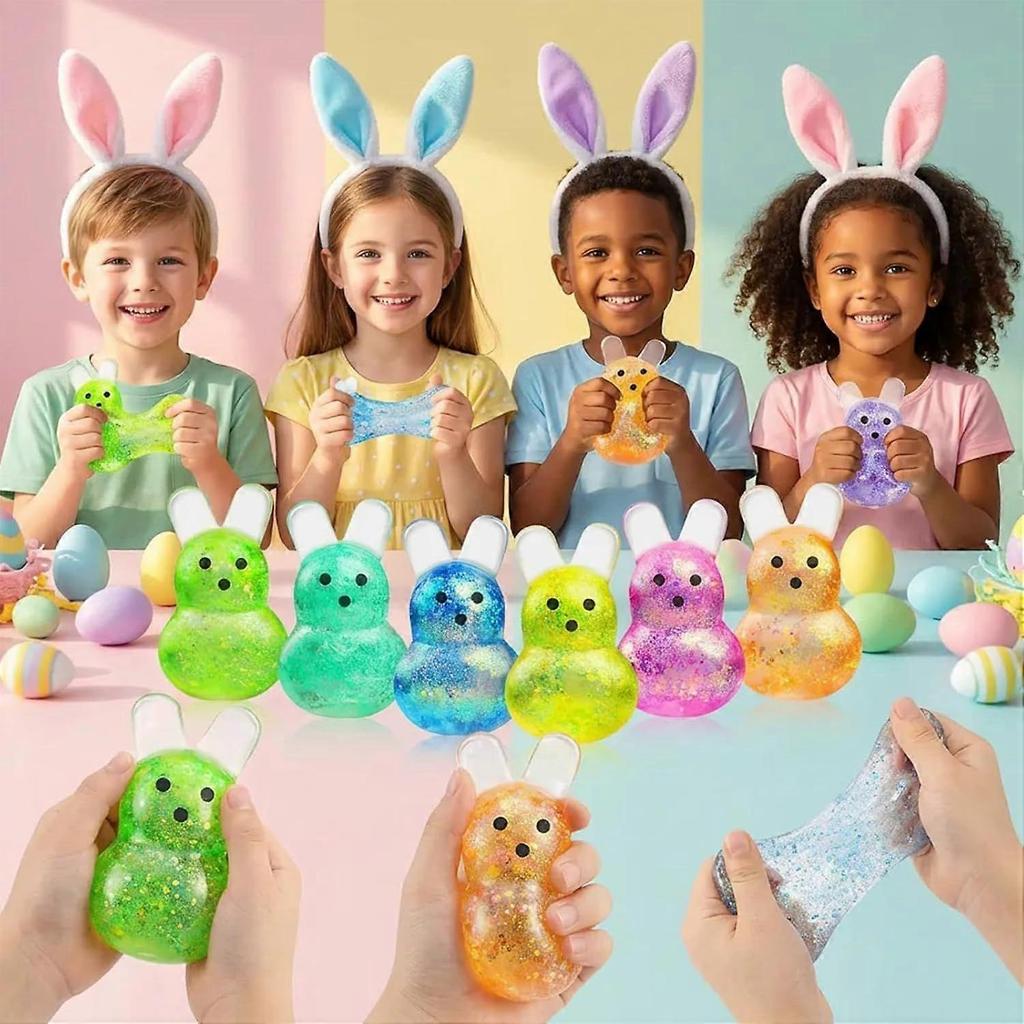 24PCS Easter Squishy,Easter Basket Stuffers Bunny Stress Balls for Kids,Easter Toys Stress Relief Fidget Balls,Easter Egg Fillers Party Favors Gifts