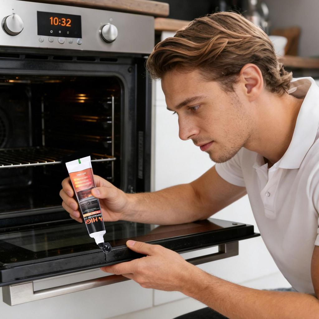 Adhesivo de Silicona de Alta Temperatura 50ml, Sellador Resistente al Calor para Horno, Chimenea y Estufa, Sellador de Reparación Multisuperficie