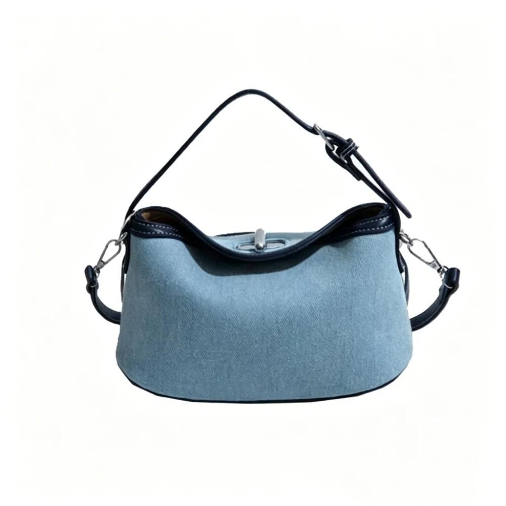 Lock Buckle Opening Handbags Detachable Strap Crossbody Bag Oxford Cloth Shoulder Bag  Casual Style синий