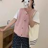 Autumn Retro Solid Knitted Sweater Vest Coat Women Winter Fashion Sleeveless Casual Cardigan Sweaters Woman Elegant Office Lady Knitwear Vests 24820