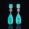 Hot Internet Celebrity Retro Paraiba Earrings Dinner Emerald Water Droplet Exaggerated