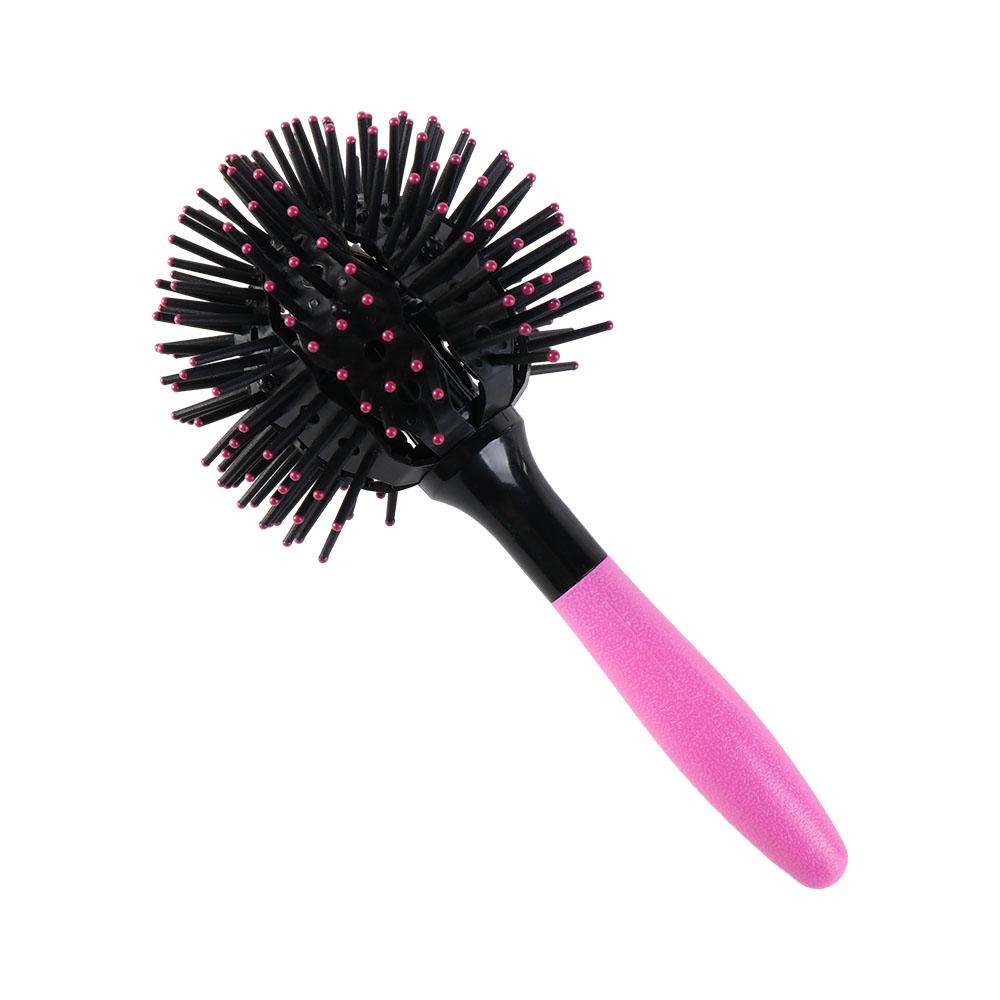 Heat Resistant 360 Degree Ball Hairbrush Pink Round Curly Hair Comb  Make Up