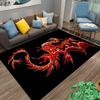 "Fiery Red Dragon Pattern Rug with Black Background for Home Decor" Suitable for use as an anti-slip for living room bedroom sofas
