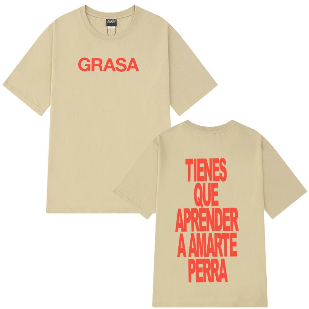 Rapper Nathy Peluso Grasa 2026 Letters Print T Shrit Men Women Short Sleeve Tshrit Fashion Casual Aesthetic  Cotton Tshirts