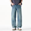 American Trendy Brand Loose Jeans Men's Elastic Straight Spring Washed Worn Scratched Ruffian Handsome Pants