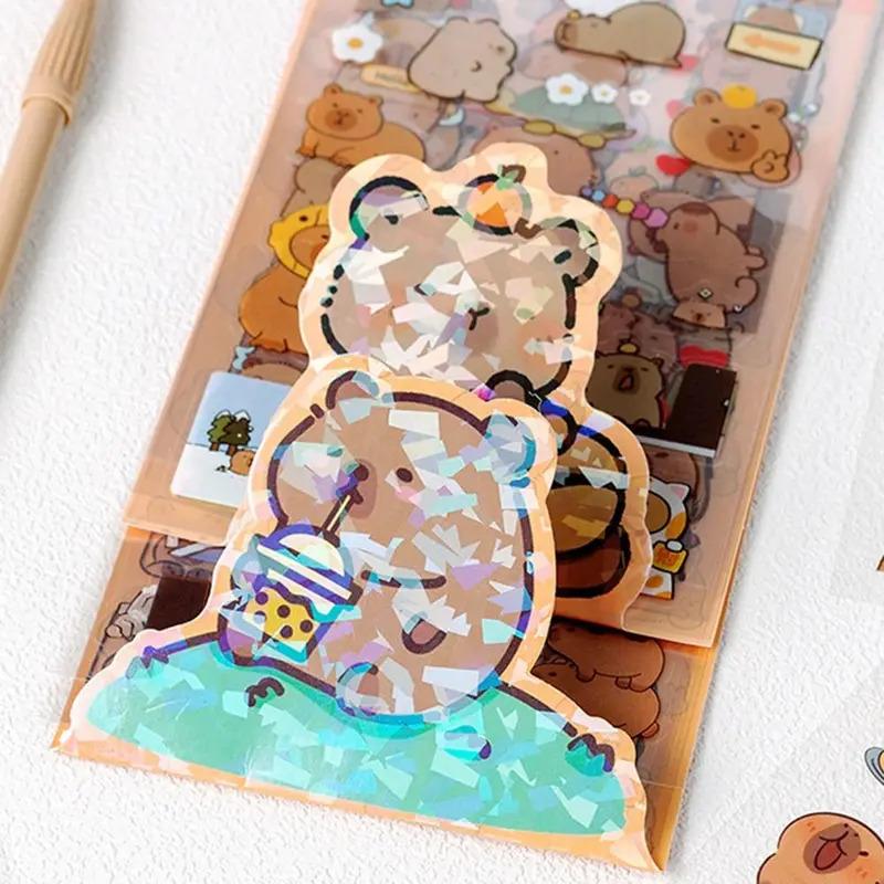 6Pcs/Pack Cute Cartoon Capybara Stickers Waterproof Transparent Stickers Kawaii Stationery Supplies Diary Decoration Stickers