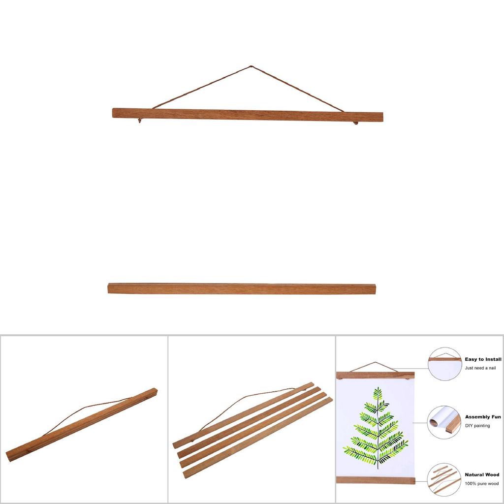 Nowoczesna Magnetyczna Drewniana Ramka na Zdjęcia DIY Plakat Rolka Wydruki Wieszak na Sztukę Drewno Tekowe 50cm
