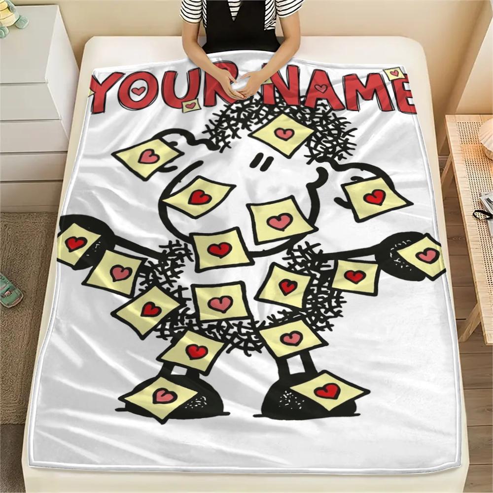 1PC Custom Name sheepworld Patterned Flannel Blanket Suitable For All Seasons for Home Decor Warmth and Comfort Gifts Holiday Present