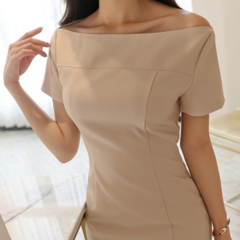 ISLAYCAOLILA Cabaret Mini Club Party Tight Midi Boat Short Vertical High Popular C58 Elsa Light Dress, Dress, Dress, Dress, Dress, Neck,