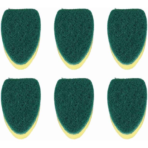 6 Pack Dish Wand Refills Sponge Heads, Brush Replacement Pads for Kitchen Cleaning