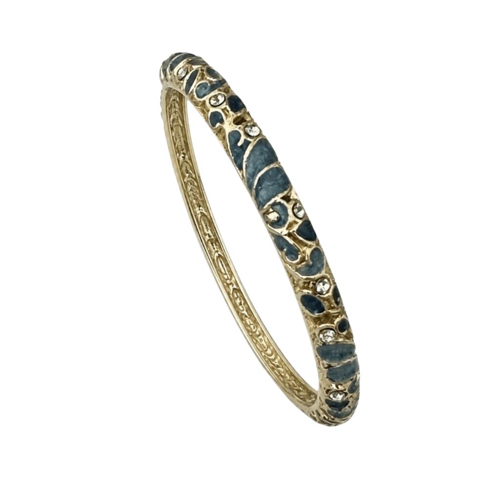 Enamel Vintage Cloisonne Bangle Classic Women's Hand Bracelet Dainty Flower Crystal Bangle Women