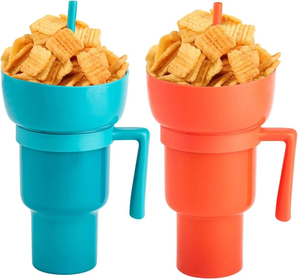 Popcorn Beverage Cup Snack Cup Straw Cup with Handle Water Bottles with Straw Coffee Cup Mug Mugs Coffee Cups