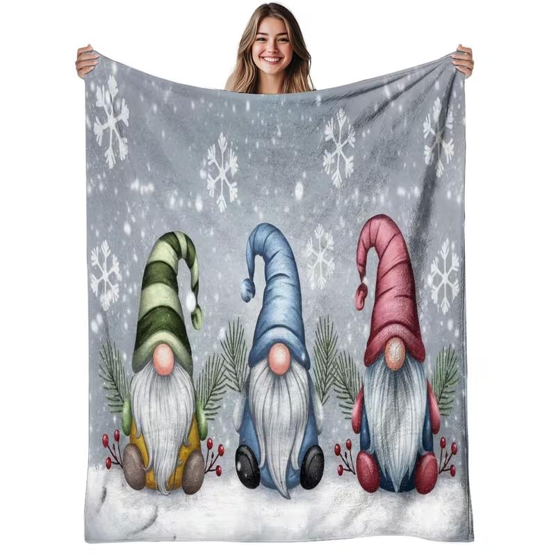 Gnomes, Flannel Blanket Soft, Warm, Whimsical Suitable for Sofa, Bed, Living Room, AllSeason Halloween Christmas Room Decor