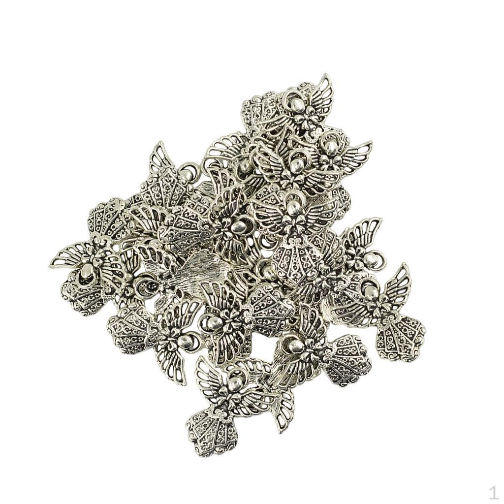 

30 шт., винтажные филигранные полые тибетские серебряные подвески с ангелами, подвески