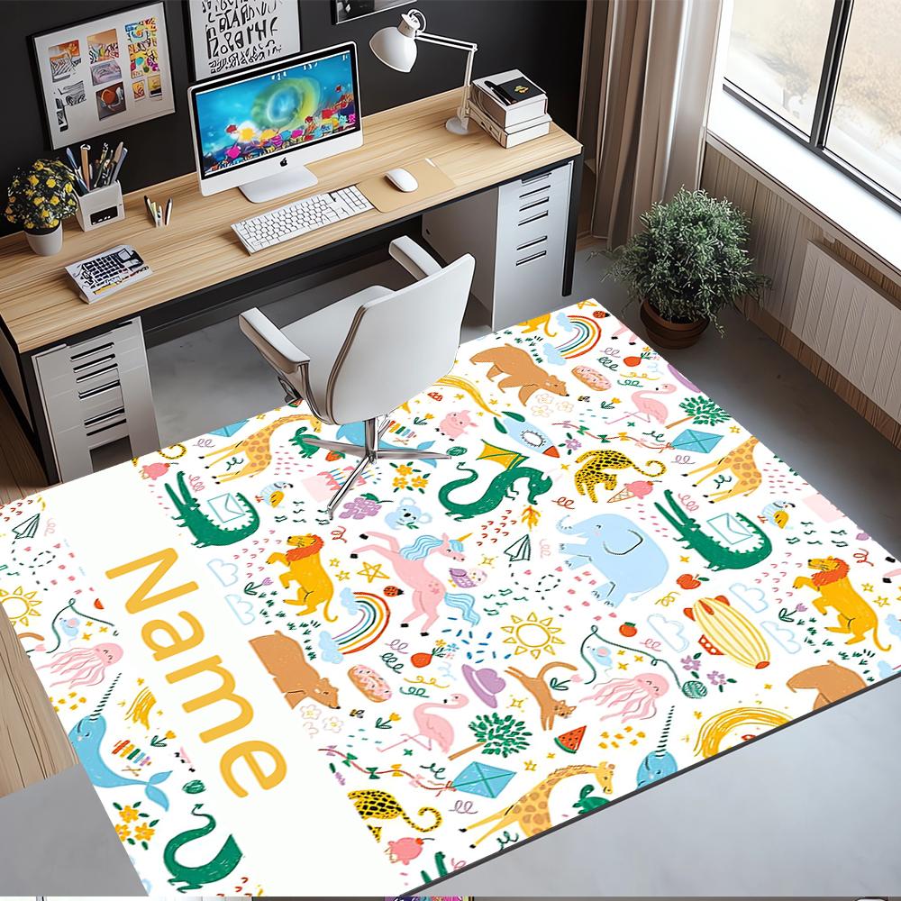 Custom Name Dinosaur Printed Carpet,Rug for Office Chair Living Room Bedroom Kitchen Room Decor Gifts.