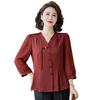 Yuzhaolin Damen Neue Chinesische Stil Dreiviertelarm Bluse
