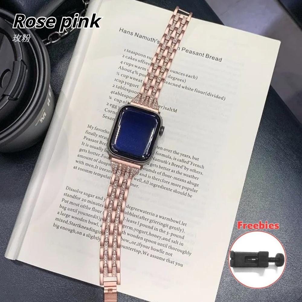

Sparkling Metal Band for Apple Watch Ultra Bands 49mm 38 40 41 42 44 45 46mm Jewelry Diamond Metal Strap for iWatch Series11 10 9 8 7 6 5 4 3 Series 11/10 46mm рожевий