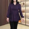 Korean Spring A-Line Cardigan Top: Stylish Plus Size Shirt for Middle-Aged Women
