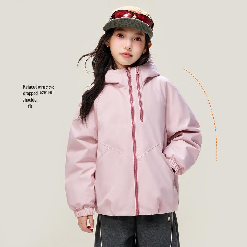 Girls' 90% White Duck Down Hooded Puffer Jacket
