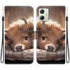 Handmade PU Leather Flip Case for Motorola Moto G54 Anti-Slip Shockproof Cover with Wrist Strap & Heart/Rose Cat Designs