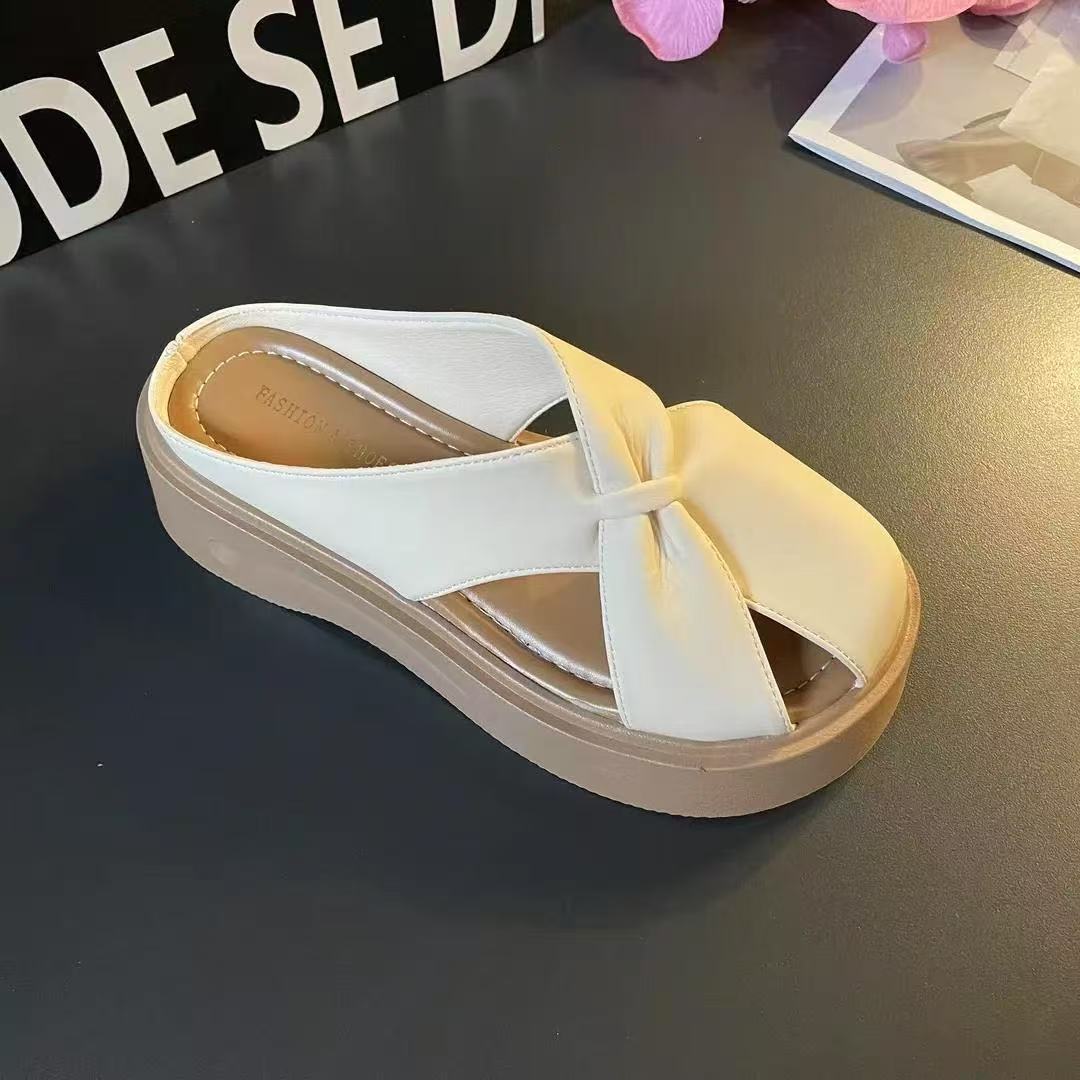 

New summer outer wear bag head cross belt simple casual lazy cool slippers muller shoes half slippers 35