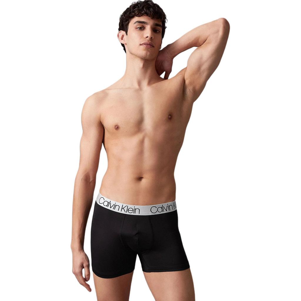 Calvin Klein Jacquard Waistband Smooth Anti-Chafing Boxer Briefs 3-Pack Men underwear Space-Black NP2741O-001