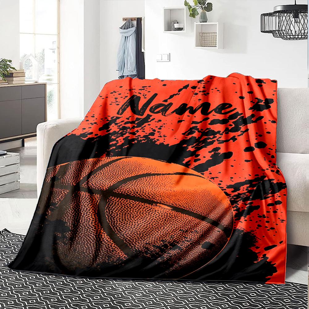 Custom Name Basketball Theme Printed Blanket - Perfect for Couch, Bed, Travel & Outdoor Use | Machine Washable, Cozy & Durable.