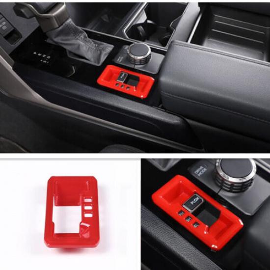 Red Console Gear Shift Box Drive Panel Trim For Toyota Tundra -2024
