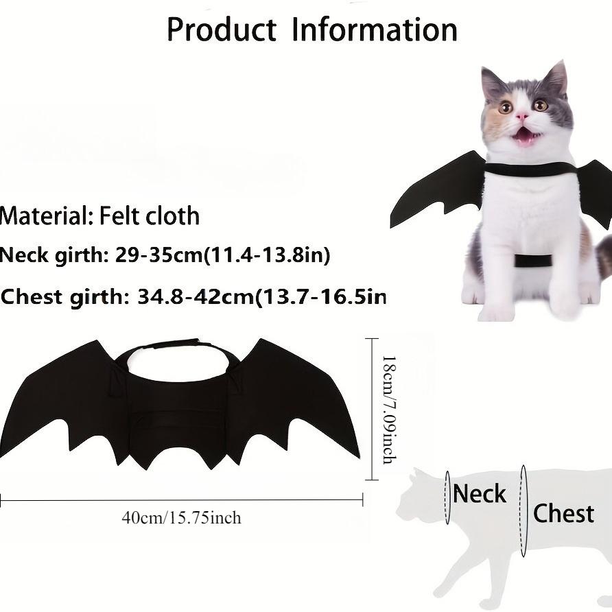 Pet Bat Wings Adjustable Costume, Soft Polyester Material, Cute Cosplay Outfit for Cats Small Dogs Halloween Party