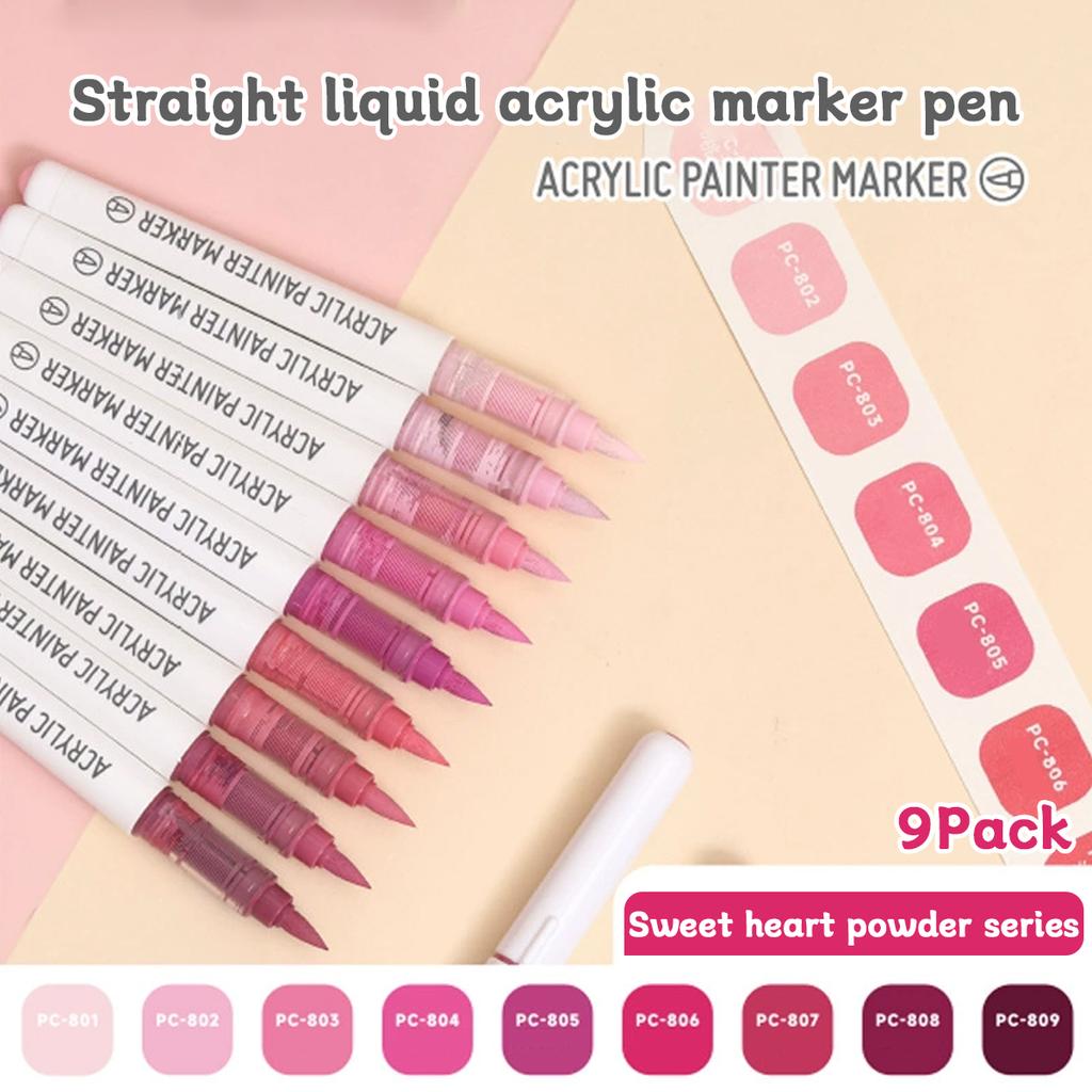 9pcs/box Acrylic Soft-head Marker Pen Art Painting Can Stack Colors Watercolor Pen Set School Student Stationery Supplies