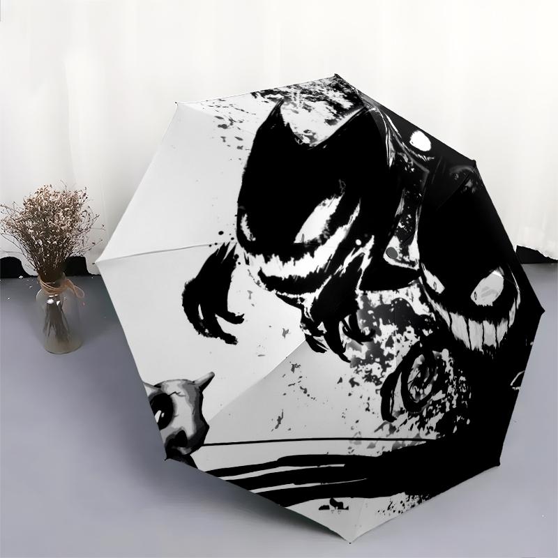 Gengar Pattern, Automatic Folding Umbrella, Portable and Foldable Design, 8 Ribs, a Christmas or Birthday Gift.