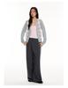 Women's Early Autumn College-Style Knit Cardigan - Color Block Diamond Pattern