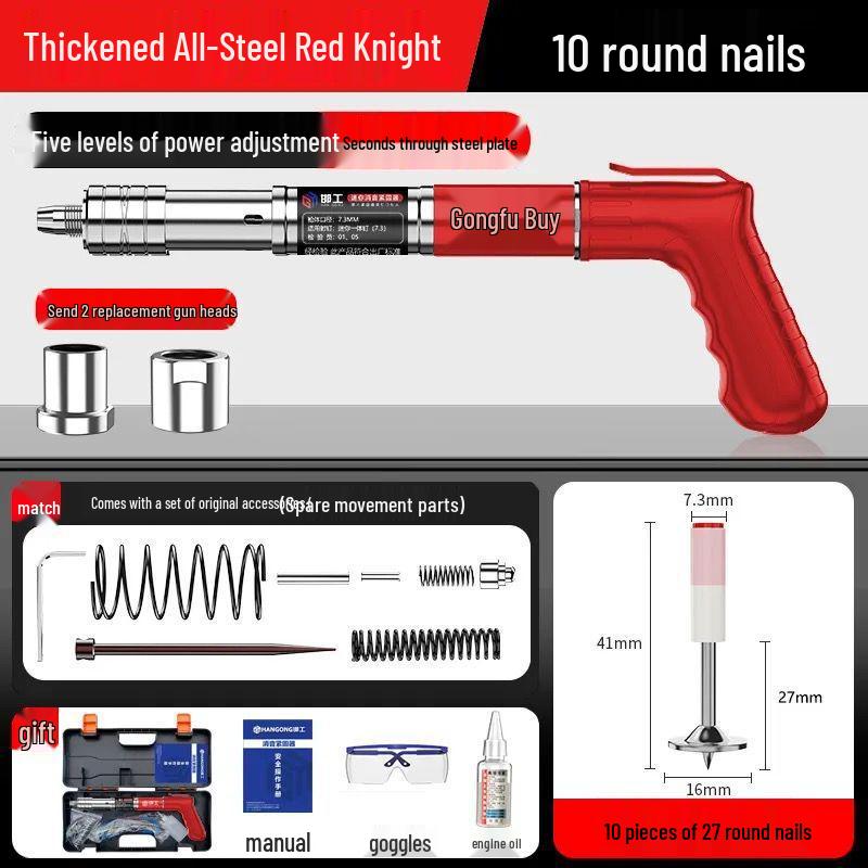 Nickel-Plated Mini Powder Actuated Nail Gun - Rustproof, All-Steel, Silenced Fastener for Ceiling Decoration