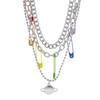 Novelty Jewelry Hip-Hop Punk Stacked Metal Necklaces Sweet And Cool Color Pin Planet Pendant Necklace