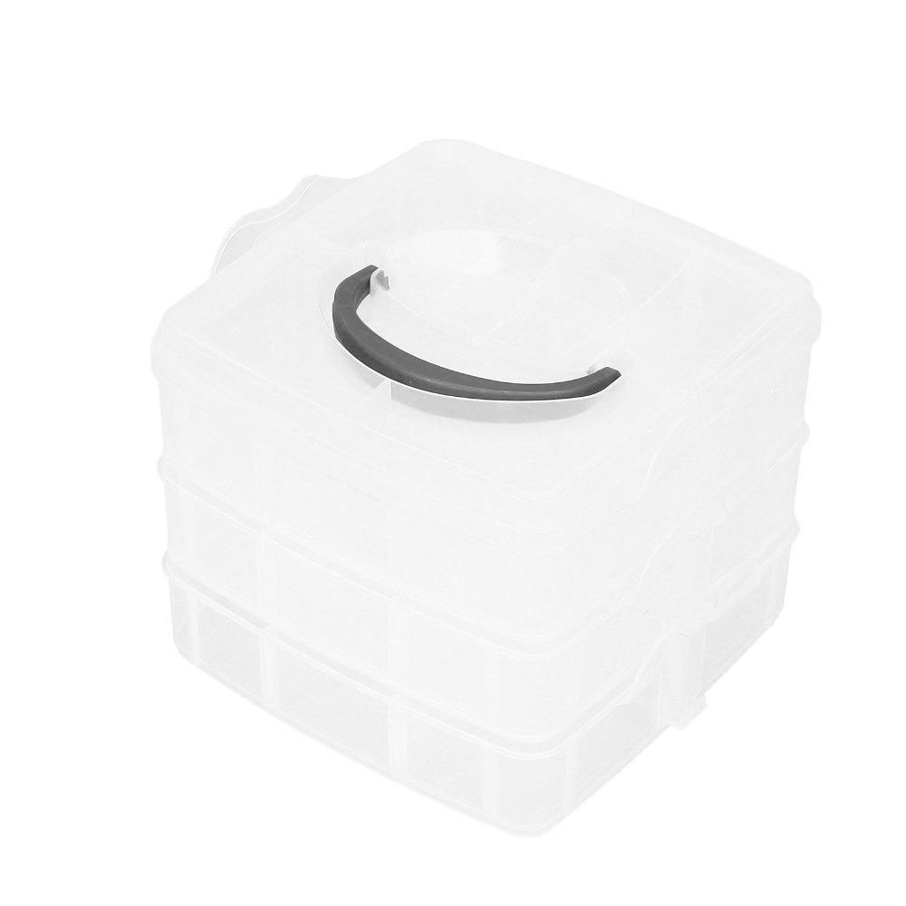 18PCS multiple divided grids Small 3-layer storage box  building block storage 3‑Tier Storage Box