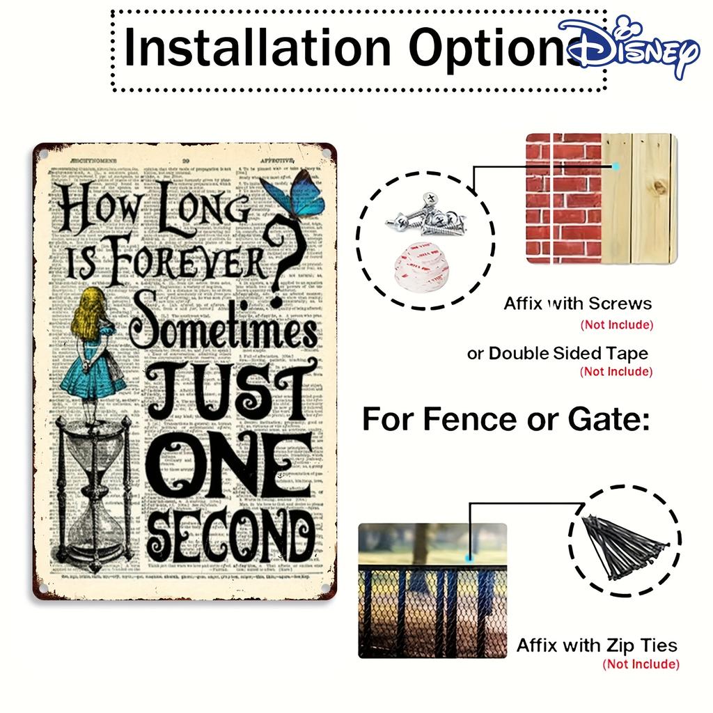 1pc Whimsical Vintage Metal Tin Sign - "How Long is Forever? Sometimes Just One Second" with Girl and Hourglass Design, 20.32x30