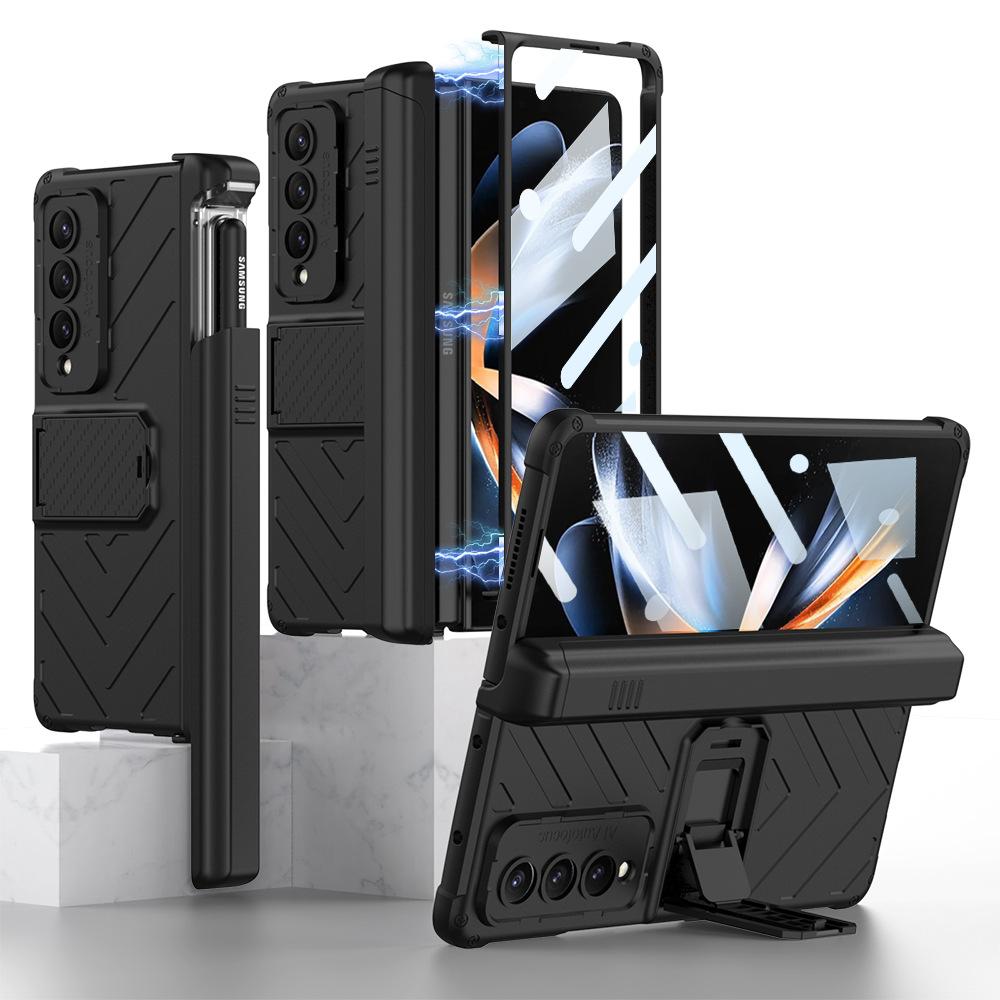 Suitable for Samsung Zfold4 Mobile Phone Case Armor Magnetic Suction Hinge Folding Shaft Bracket Gear Adjustment Zfold4 Mobile Phone Case