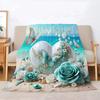 Themed Beach Scene 3D Print Flannel Blanket, Soft Warm Throw Blanket Nap Blanket For Couch Sofa Office Bed Camping Trave Blanket