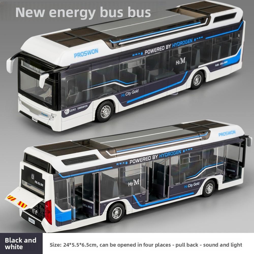 Energy Saving Alloy Bus Toy Model With Lights And Sound For Kids Collectors