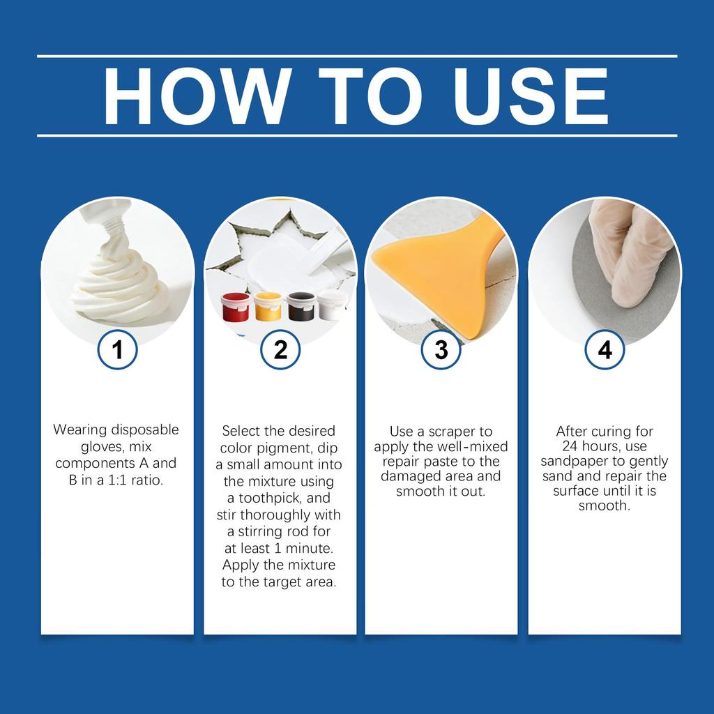 Jaysuing Tile Repair Paste Toilet Marble Floor Tile Pit Repair Crack Patching Hole Bonding Paste