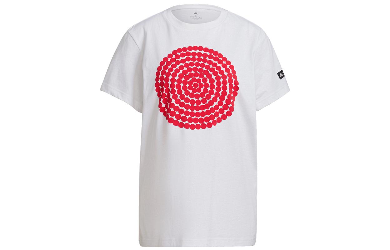 

Adidas X Marimekko T Shirts Women s White Crew Neck Moderate Straight Fit GT8821 M